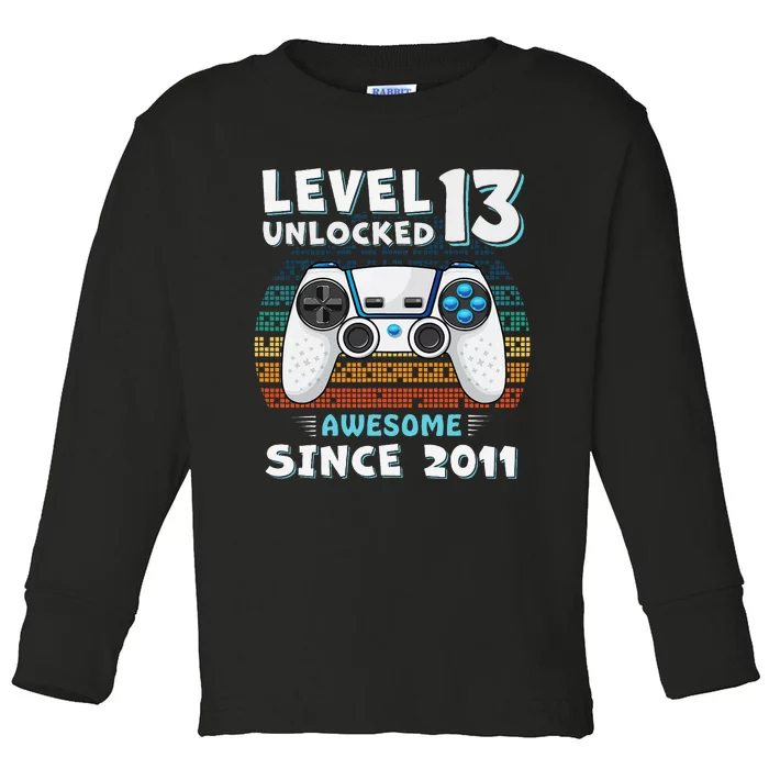 Funny 13th Birthday Decoration Boy 13yr 13 Year Old Birthday Toddler Long Sleeve Shirt