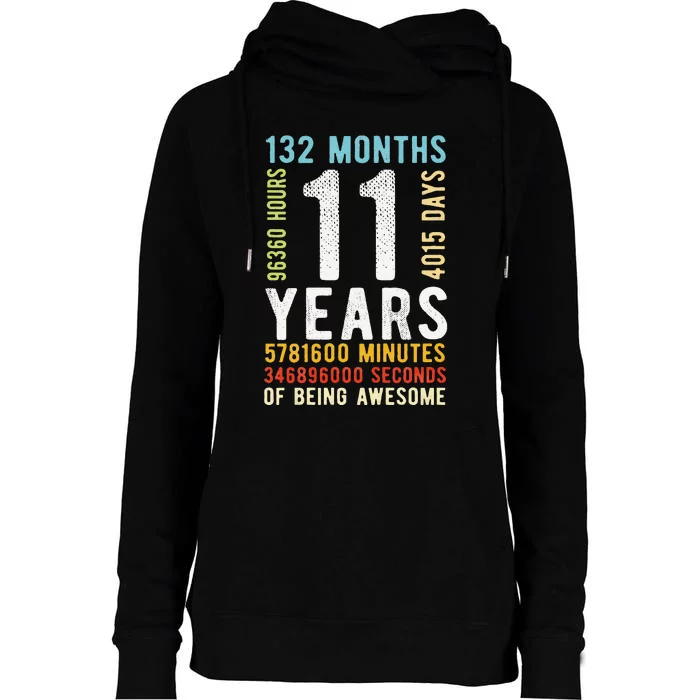 Funny 11th Birthday 11 Years Old Vintage Retro 132 Months Womens Funnel Neck Pullover Hood