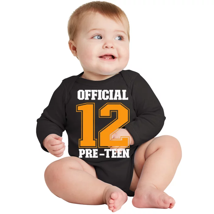 Funny 12th Birthday 12 Year Old 2010 Official 12 Pre-Teen Baby Long Sleeve Bodysuit