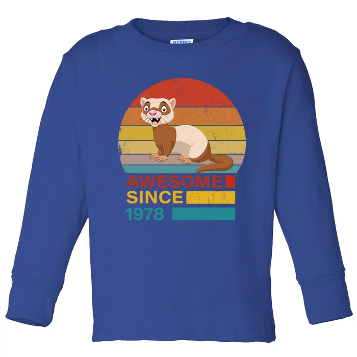 Ferret 1978 Birthday Funny Vintage Ferret Retro Sunset Dad Meaningful Gift Toddler Long Sleeve Shirt