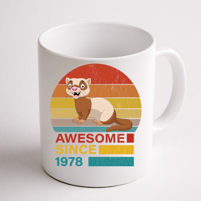 Ferret 1978 Birthday Funny Vintage Ferret Retro Sunset Dad Meaningful Gift Front & Back Coffee Mug