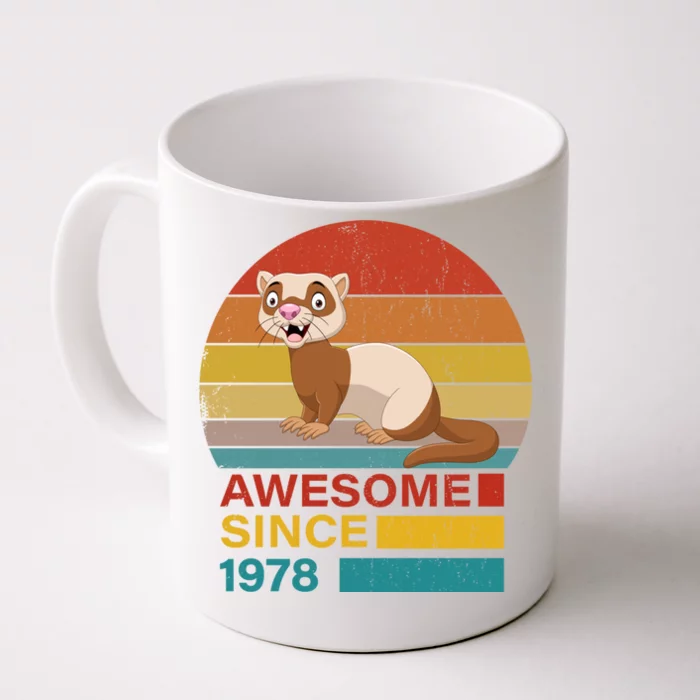 Ferret 1978 Birthday Funny Vintage Ferret Retro Sunset Dad Meaningful Gift Front & Back Coffee Mug