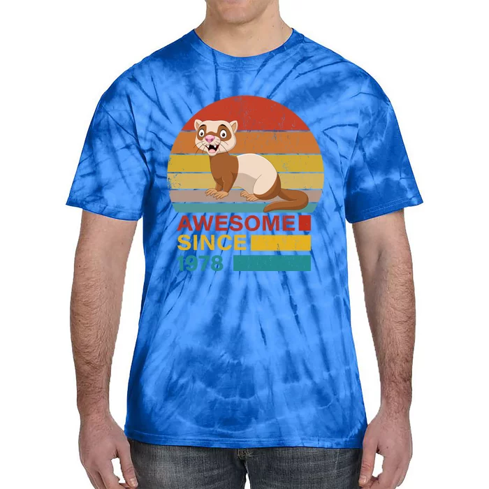 Ferret 1978 Birthday Funny Vintage Ferret Retro Sunset Dad Gift Tie-Dye T-Shirt