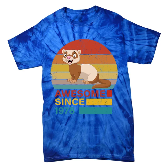 Ferret 1978 Birthday Funny Vintage Ferret Retro Sunset Dad Gift Tie-Dye T-Shirt