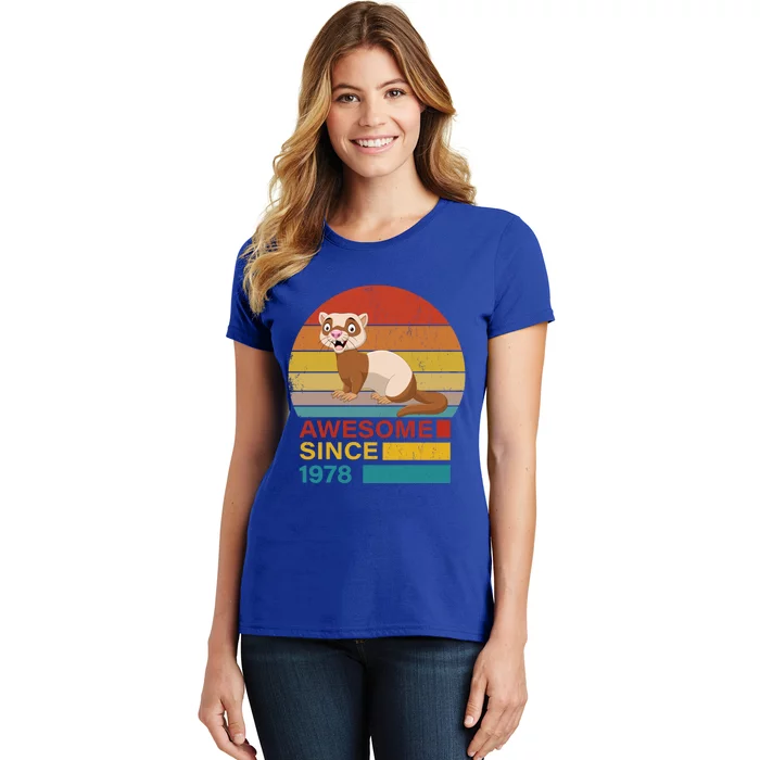 Ferret 1978 Birthday Funny Vintage Ferret Retro Sunset Dad Gift Women's T-Shirt