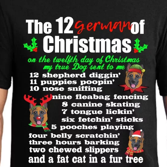 Funny 12 Days Of Christmas Ger Shepherd Great Gift Dog Pajama Set