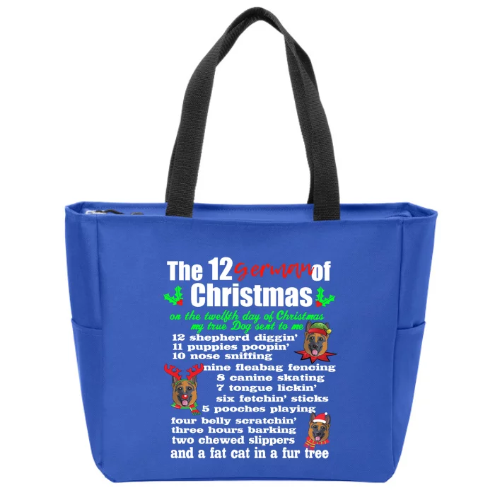 Funny 12 Days Of Christmas Ger Shepherd Great Gift Dog Zip Tote Bag