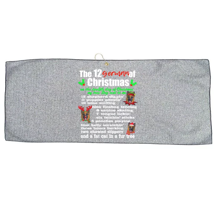 Funny 12 Days Of Christmas Ger Shepherd Great Gift Dog Large Microfiber Waffle Golf Towel