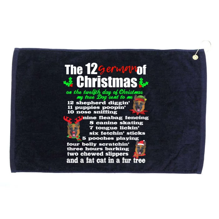 Funny 12 Days Of Christmas Ger Shepherd Great Gift Dog Grommeted Golf Towel