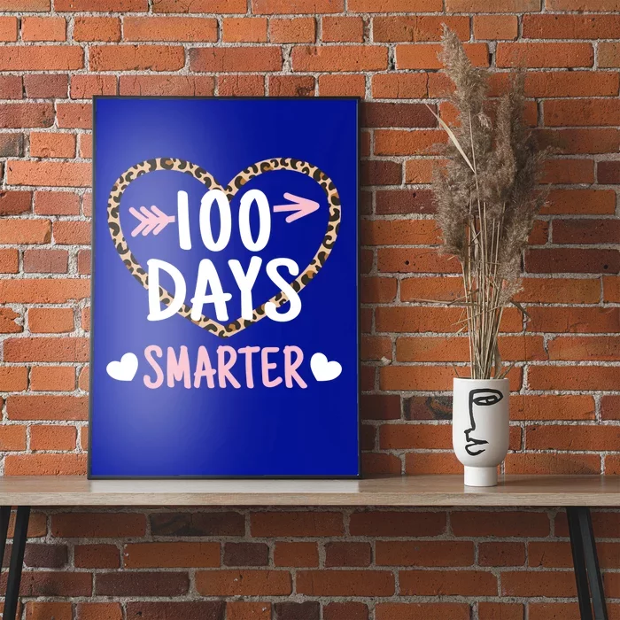 Funny 100th Day Of School 100 Days Smarter Leopard Heart Gift Poster