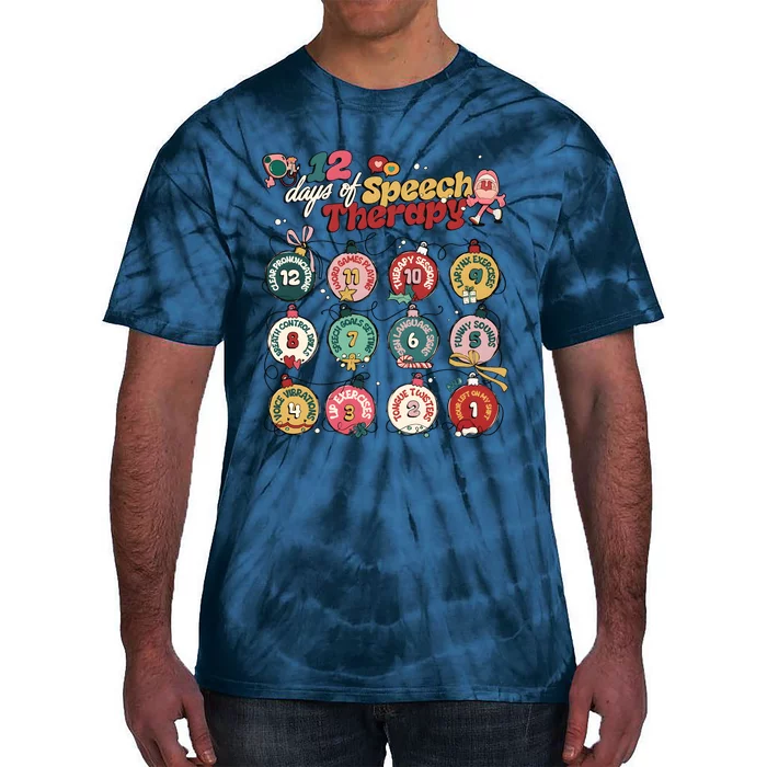 Funny 12 Days Of Speech Therapy Christmas Tie-Dye T-Shirt