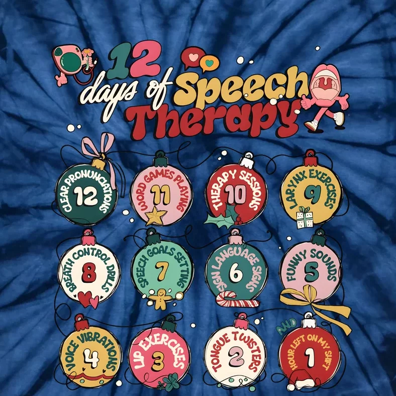 Funny 12 Days Of Speech Therapy Christmas Tie-Dye T-Shirt