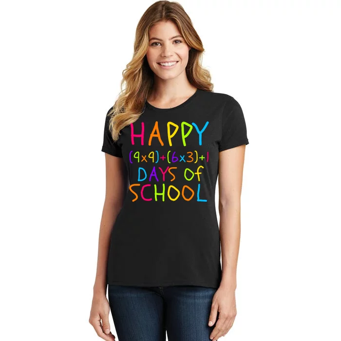 Funny 100th Day Of School Math Teacher 100 Days Math Formula 100 Days Smarter Women's T-Shirt