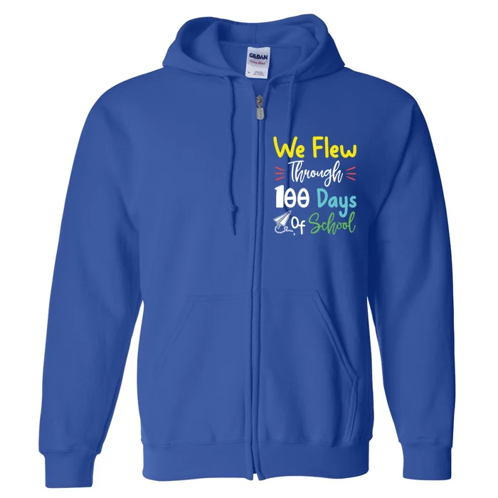 Fun 100 Days Of School Great Gift Paper Airplane Great Gift Teacher Great Gift S Full Zip Hoodie