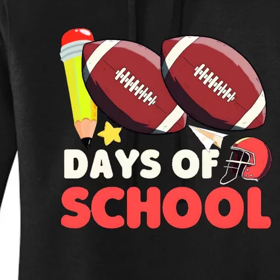 Football 100 Days Of School Boy 100 Days Brighter Women's Pullover Hoodie