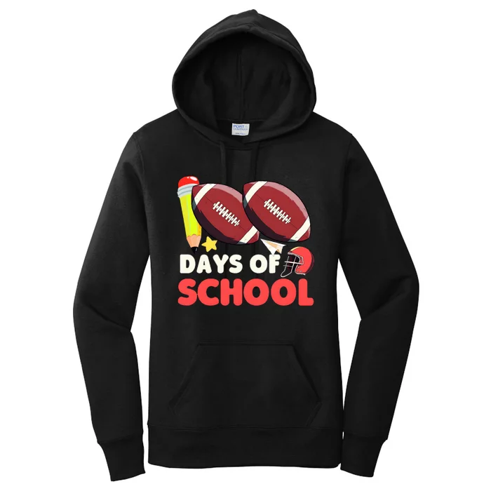 Football 100 Days Of School Boy 100 Days Brighter Women's Pullover Hoodie