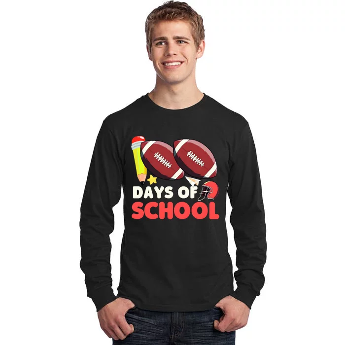 Football 100 Days Of School Boy 100 Days Brighter Tall Long Sleeve T-Shirt