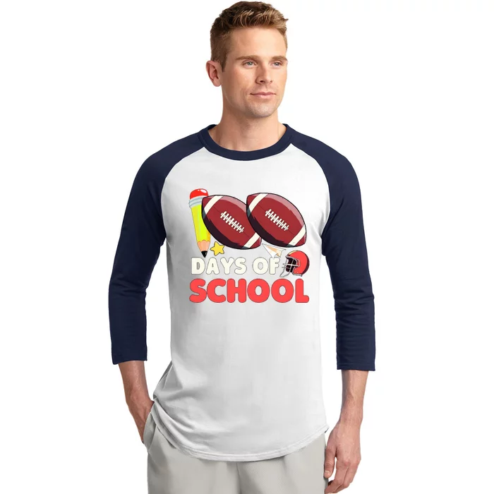 Football 100 Days Of School Boy 100 Days Brighter Baseball Sleeve Shirt