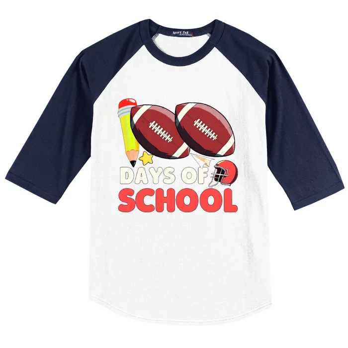 Football 100 Days Of School Boy 100 Days Brighter Baseball Sleeve Shirt