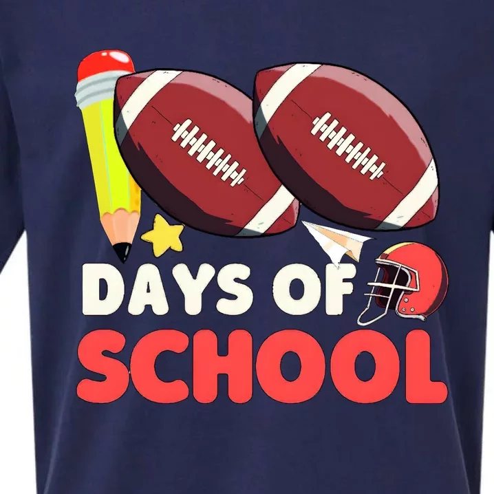 Football 100 Days Of School Boy 100 Days Brighter Sueded Cloud Jersey T-Shirt