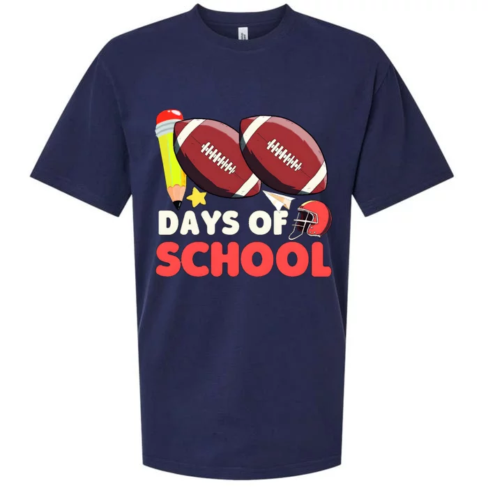 Football 100 Days Of School Boy 100 Days Brighter Sueded Cloud Jersey T-Shirt