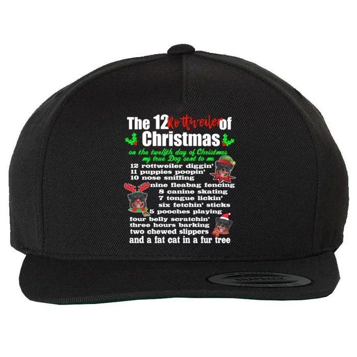 Funny 12 Days Of Christmas Rottweiler Gift Dog Wool Snapback Cap