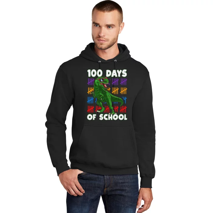 Funny 100 Days Of School 100th Day Of School Dino Hoodie