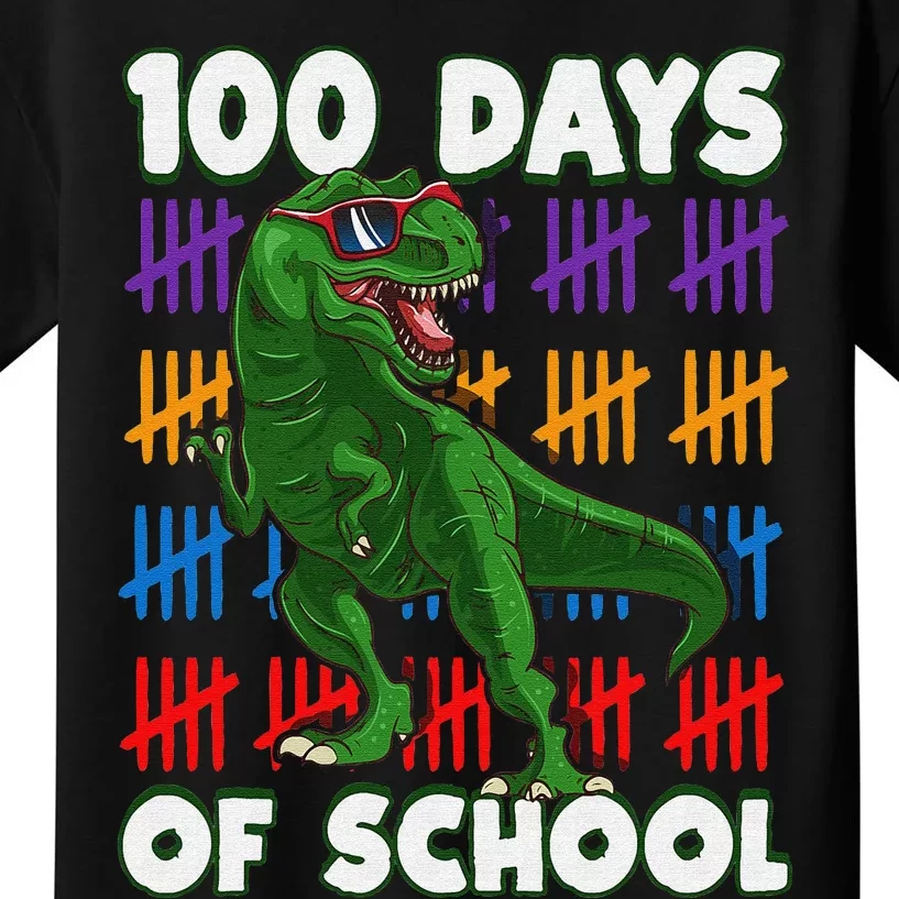 Funny 100 Days Of School 100th Day Of School Dino Kids T-Shirt