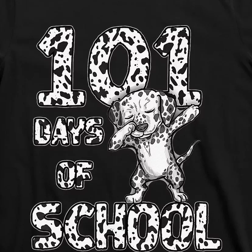 Funny 101 Days School Dabbing Dalmatian Dog 100 days Teacher T-Shirt