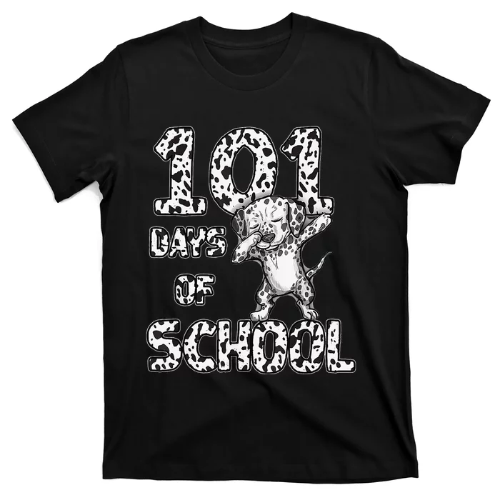 Funny 101 Days School Dabbing Dalmatian Dog 100 days Teacher T-Shirt