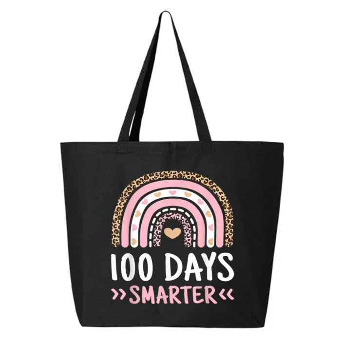 Funny 100th Day Of School 100 Days Smarter Leopard Rainbow 25L Jumbo Tote