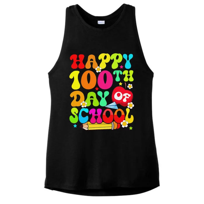 funny 100 Days Of School Teacher And Student Ladies Tri-Blend Wicking Tank