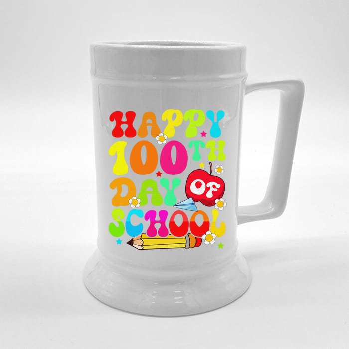 funny 100 Days Of School Teacher And Student Front & Back Beer Stein