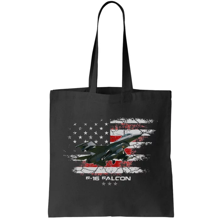 F 16 Falcon U.S Military Fighter Fighting Jet Pilot Veteran Tote Bag