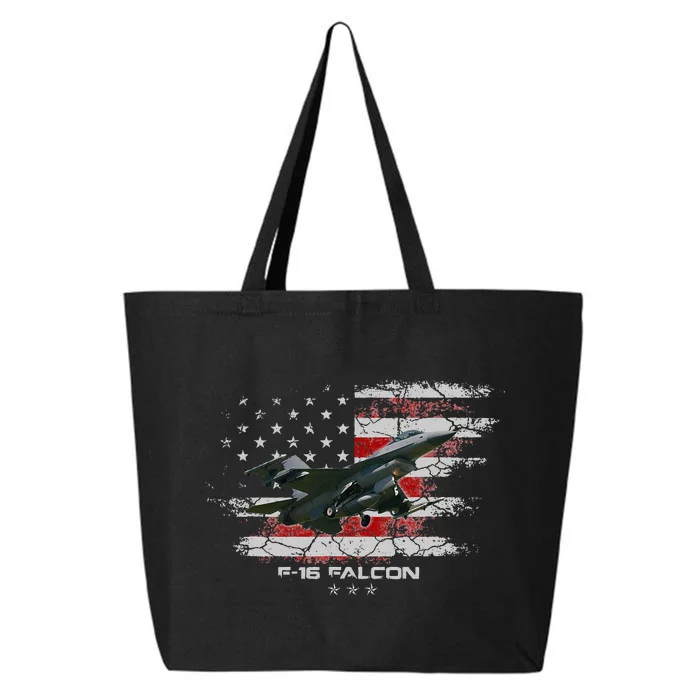 F 16 Falcon U.S Military Fighter Fighting Jet Pilot Veteran 25L Jumbo Tote