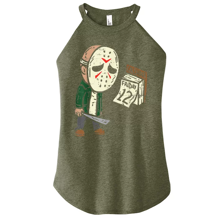 Friday 13th Funny Halloween Horror Movie Humor Party Crazy Women’s Perfect Tri Rocker Tank