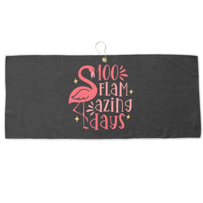 Flamingo 100 Flamazing Days 100 Days Of School Large Microfiber Waffle Golf Towel