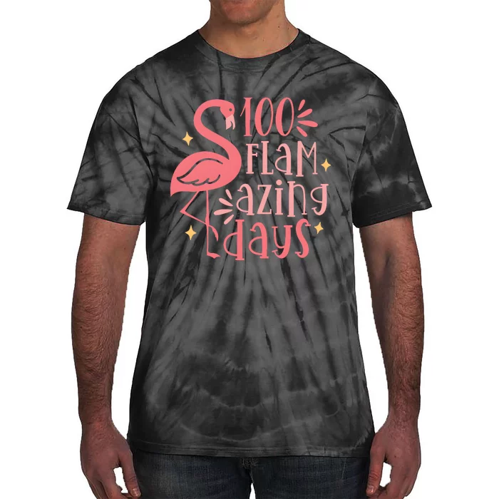 Flamingo 100 Flamazing Days 100 Days Of School Tie-Dye T-Shirt