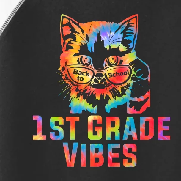 First 1st Grade Vibes Back To School Cat Kitty Girl Tie Dye Gift Toddler Fine Jersey T-Shirt