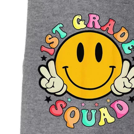 First 1st Grade Squad Smile Face First Day Back To School Doggie 3-End Fleece Hoodie