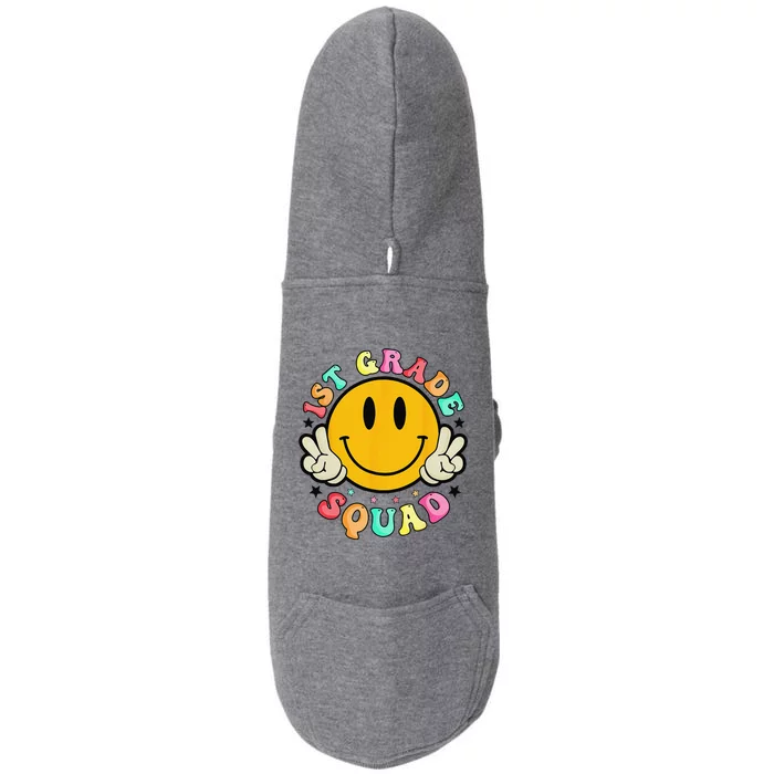 First 1st Grade Squad Smile Face First Day Back To School Doggie 3-End Fleece Hoodie