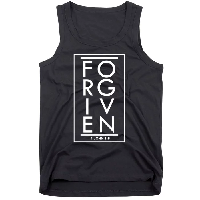 Forgiven 1 John 1:9 Bible Scripture Verse Christian Tank Top