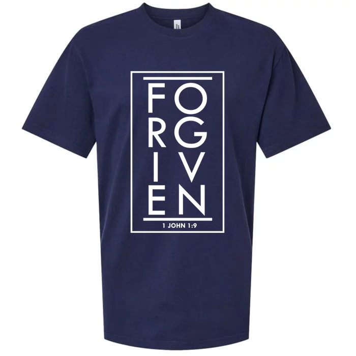 Forgiven 1 John 1:9 Bible Scripture Verse Christian Cool Gift Sueded Cloud Jersey T-Shirt