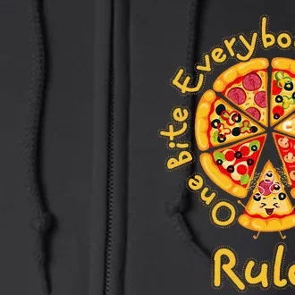 Funny 1 One Bite Everybody Knows Rules Pizza Food Lover Full Zip Hoodie