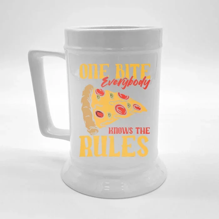 Funny 1 Pizza Everybody Knows The Rules Food Lover Front & Back Beer Stein