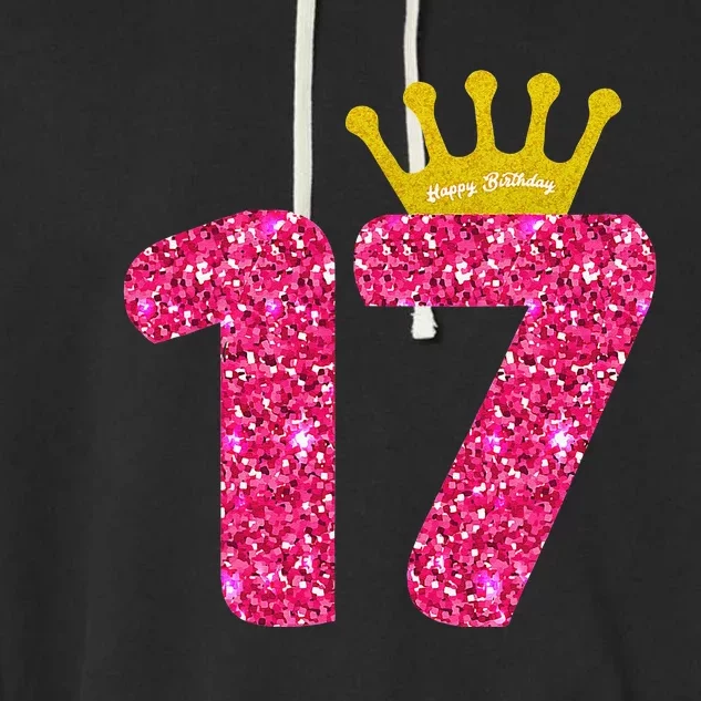 Funny 17th Party Number 17 Year Old 17th Birthday Garment-Dyed Fleece Hoodie