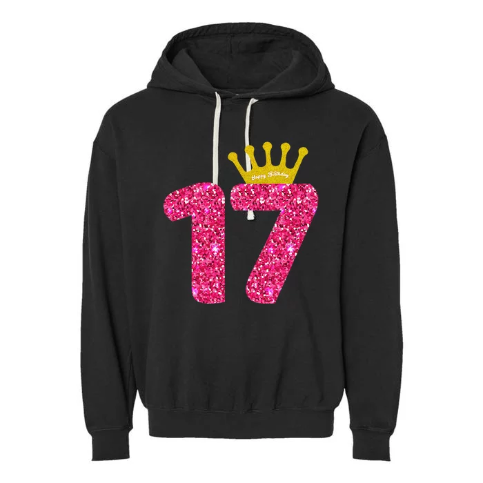 Funny 17th Party Number 17 Year Old 17th Birthday Garment-Dyed Fleece Hoodie