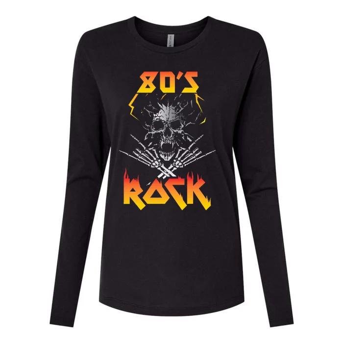 Faded 1980s Rock Roll For Eighties Rockers Band Womens Cotton Relaxed Long Sleeve T-Shirt