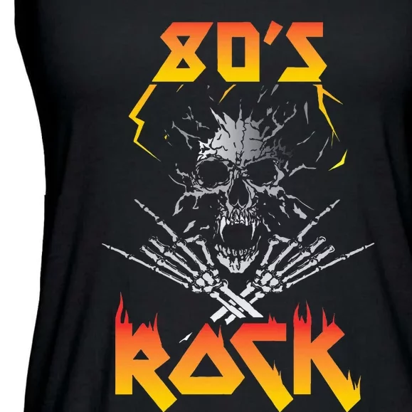 Faded 1980s Rock Roll For Eighties Rockers Band Ladies Essential Flowy Tank