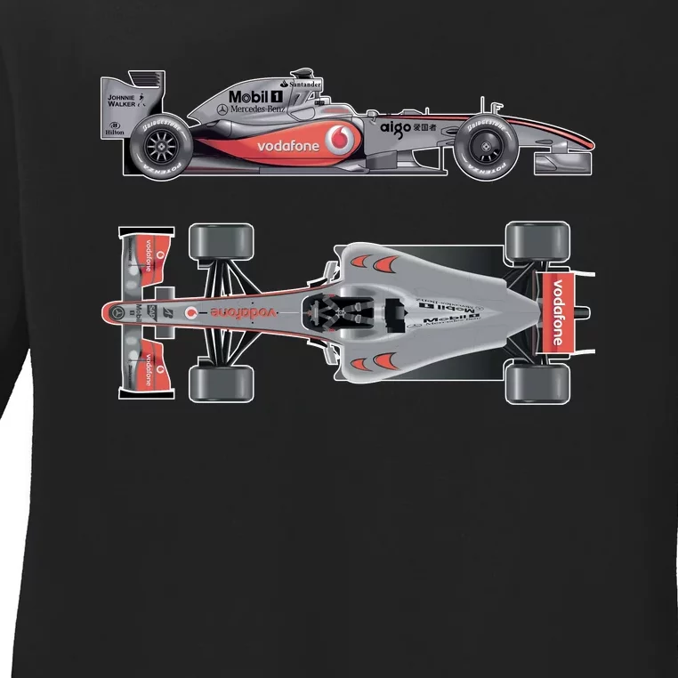 Formula 1 Race Car McLaren Mercedes Ladies Long Sleeve Shirt